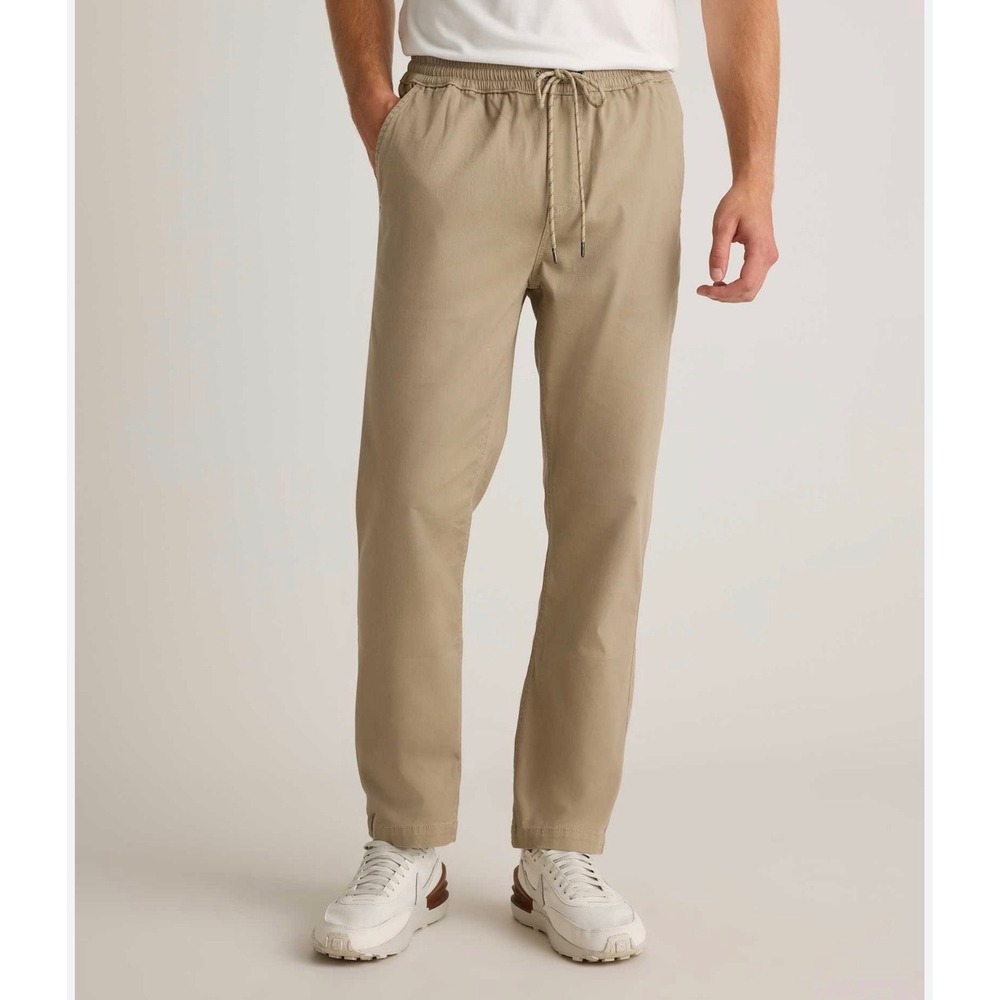 Quince Ultra-Stretch 24/7 Chino Pants Tan Elastic Waist Drawstring Mens Small